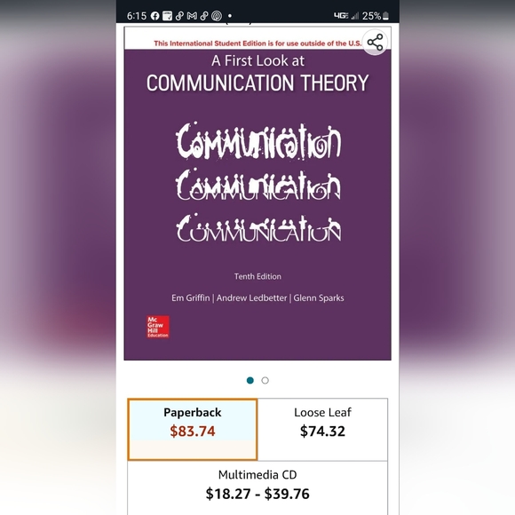 Book, A First Look at Communication Theory, 10th Ed., Em Griffin - Picture 1 of 4